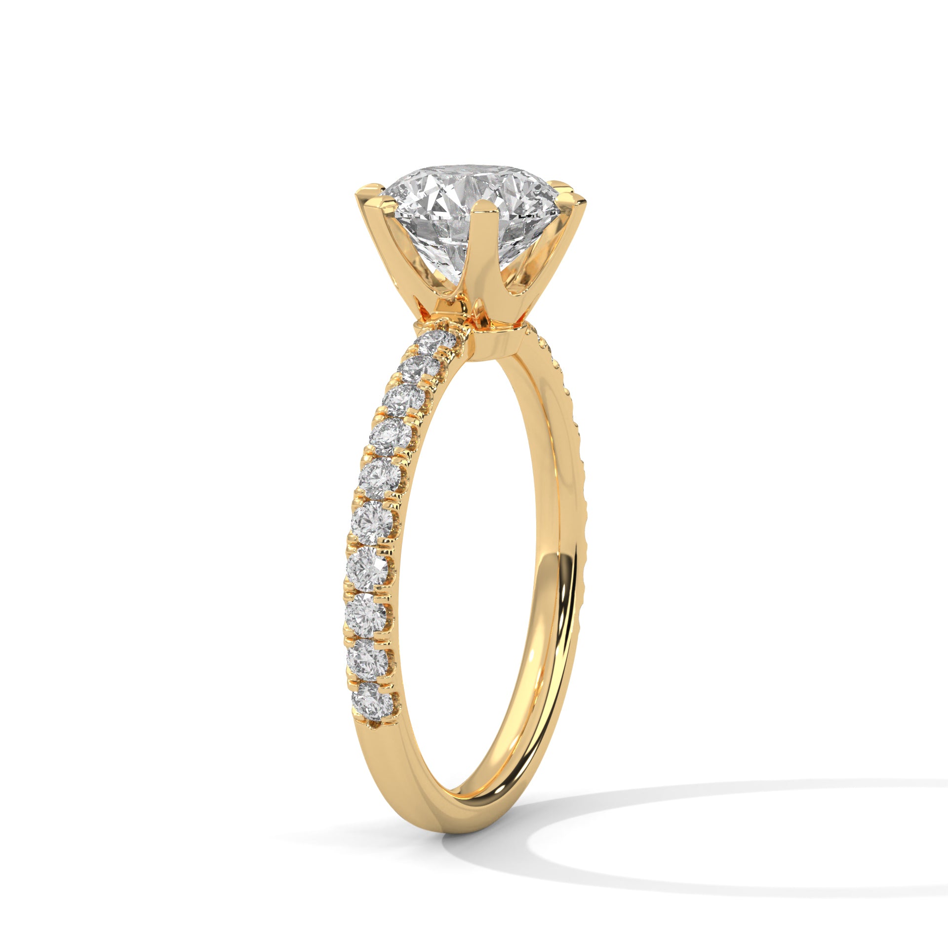 6-Prong Pave Round-Cut Engagement Ring with 2ct Lab-Grown Diamond (F VS1)